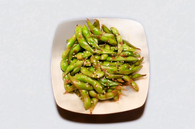 Spicy Garlic Edamame.